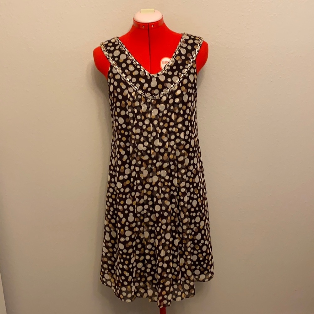 Adrianna Papell Brown Silk Pleated Dress - 4